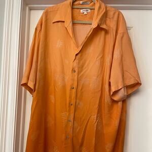 Pierre Cardin Orange men's 2XL Hawaiian shirt ombre palm frond